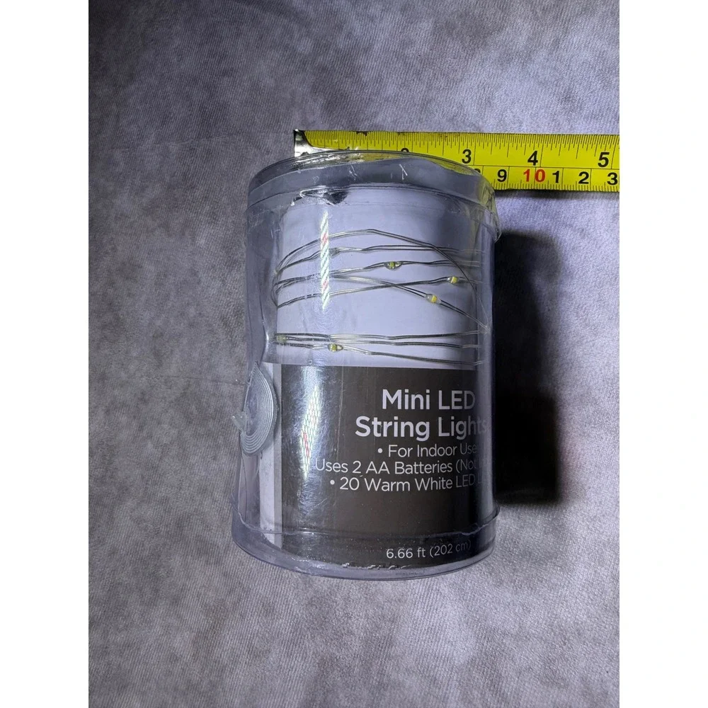 20 Warm White Mini LED String Lights 6.66ft Battery Operated Indoor Decor